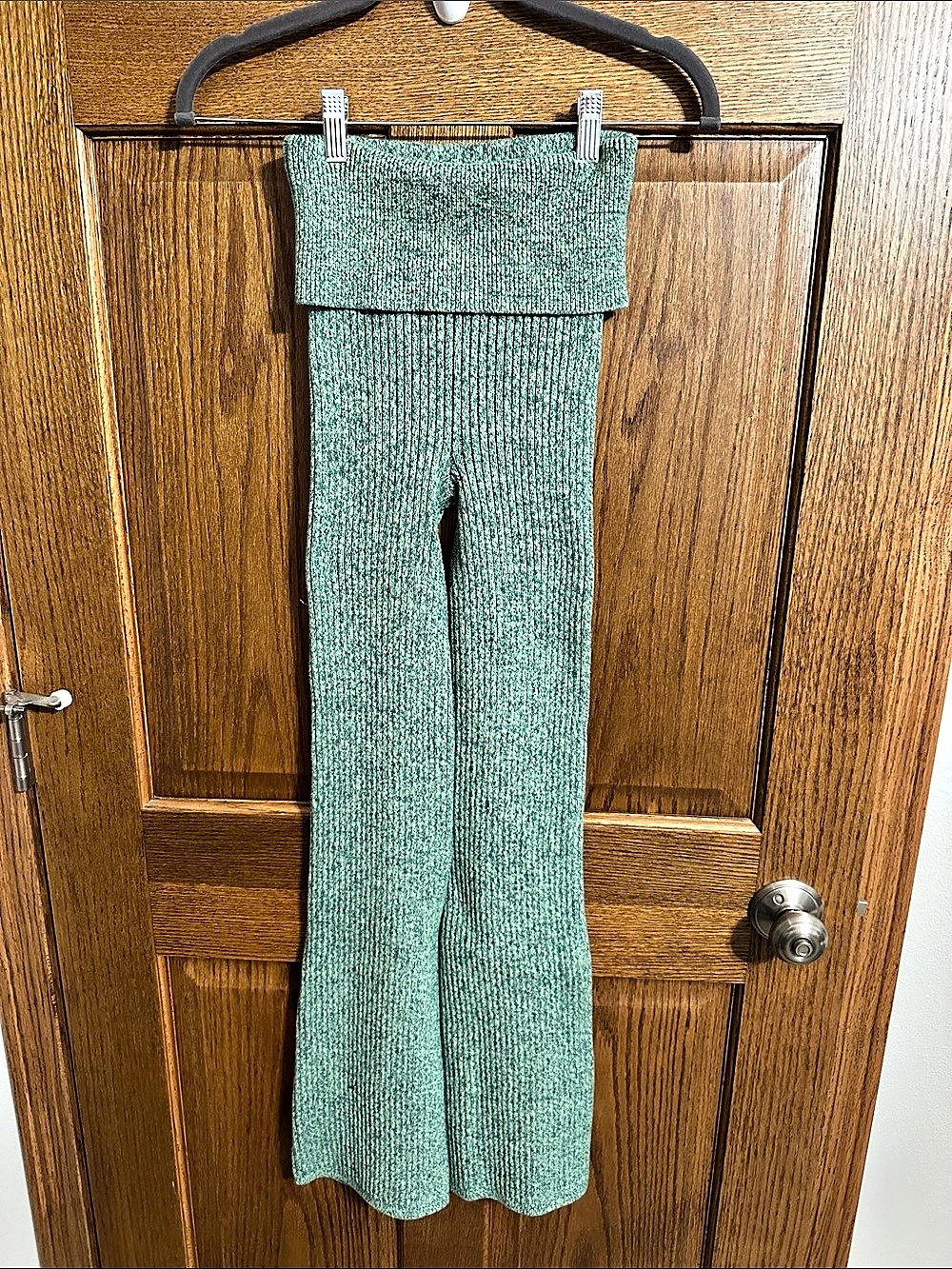 Aerie Real Soft Rib Foldover Pant Green XXS